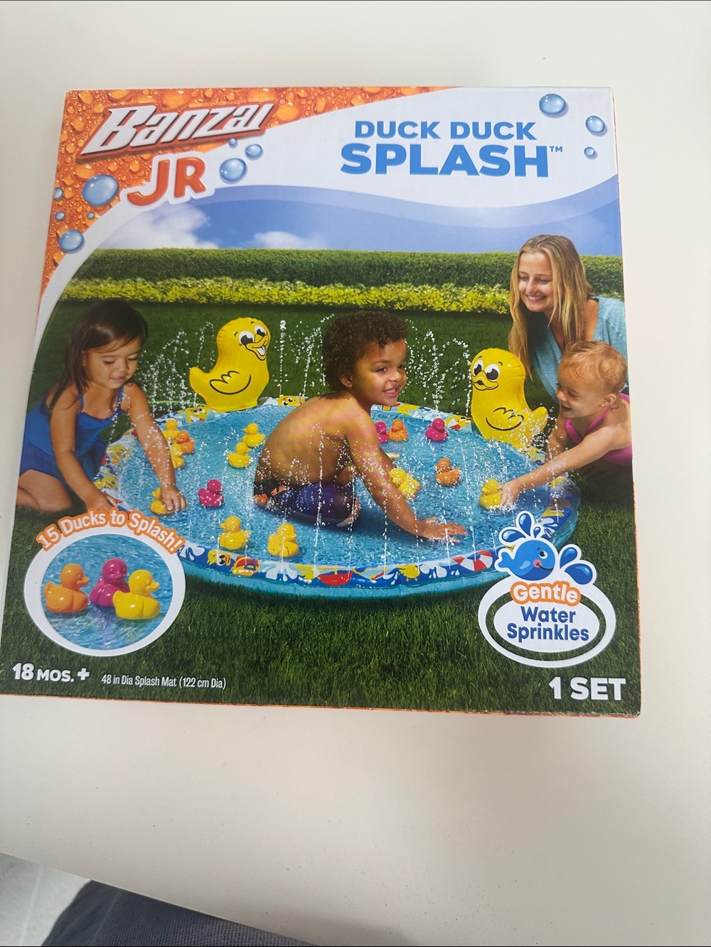 Banzai Duck Duck Splash Kids Water Play Mat - Yellow